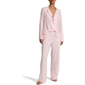 Victoria’s Secret Modal Pajama Set, Long Sleeve Button Down Shirt and Pajama Pants, Sleepwear for Women (XS-XXL)(Iconic Stripe)