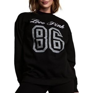 Victoria’s Secret PINK Women’s Campus Fleece Oversized Crew Sweatshirt (XS-XL)(Pure Black)