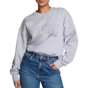 Victoria’s Secret PINK Women’s Campus Fleece Oversized Crew Sweatshirt (XS-XL)(Vs Medium Heather Grey)