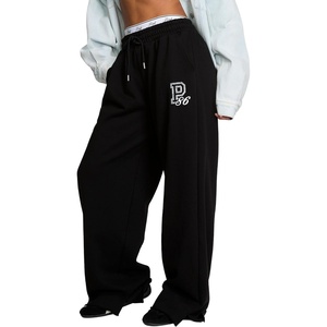 Victoria’s Secret Pink Women’s Campus Fleece Wide-Leg Sweatpant (XS-XL)(Pure Black)