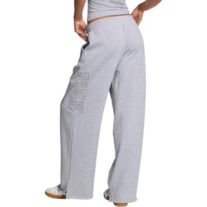 Victoria’s Secret Pink Women’s Campus Fleece Wide-Leg Sweatpant (XS-XL)(Vs Medium Grey Heather)