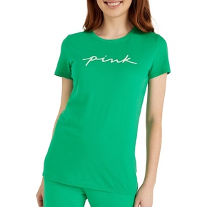 Victoria’s Secret Pink Women’s Oversized Campus Cotton T-Shirt (XS – XL)(Electric Green Script Logo)