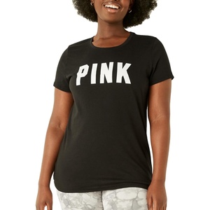 Victoria’s Secret Pink Women’s Oversized Campus Cotton T-Shirt (XS – XL)(Pure Black)