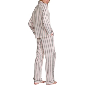 Victoria’s Secret Satin Pajama Set, Long Sleeve Button Down Shirt & Pants, Sleepwear for Women (XS-XXL)(Angel Pink Stripes)