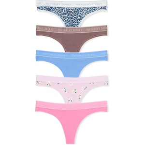 Victoria’s Secret Women’s Cotton Logo Thong Underwear, Panties for Women, Multi Pack (XS-XXL)(Fresh Multi)