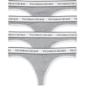 Victoria’s Secret Women’s Cotton Logo Thong Underwear, Panties for Women, Multi Pack (XS-XXL)(Medium Heather Grey)