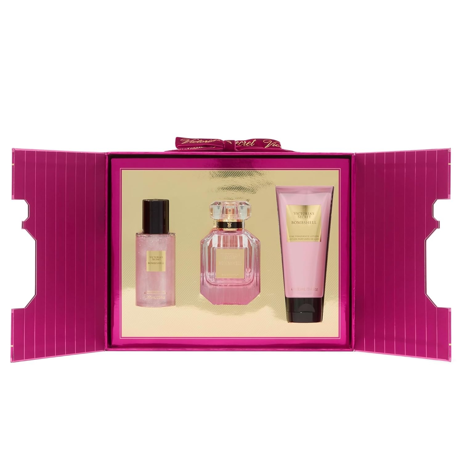 image:imageVictorias Secret Bare 3 Piece Luxe Fragrance Gift Set 17 oz Eau de Parfum Travel Lotion amp Shimmer MistBombshell