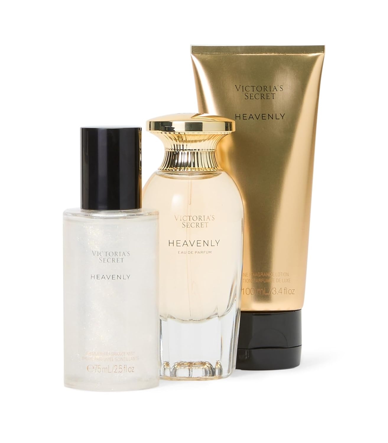image:imageVictorias Secret Bare 3 Piece Luxe Fragrance Gift Set 17 oz Eau de Parfum Travel Lotion amp Shimmer MistHeavenly