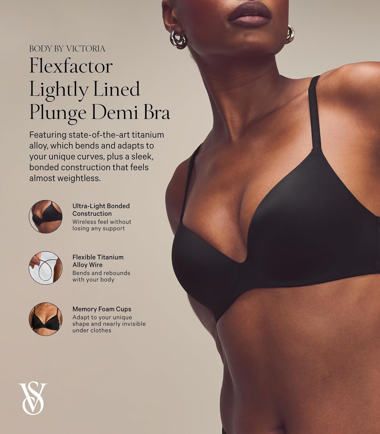 image:imageVictorias Secret Body by Victoria FlexFactor Lightly Lined Plunge Demi Bra 32A38DDVs White