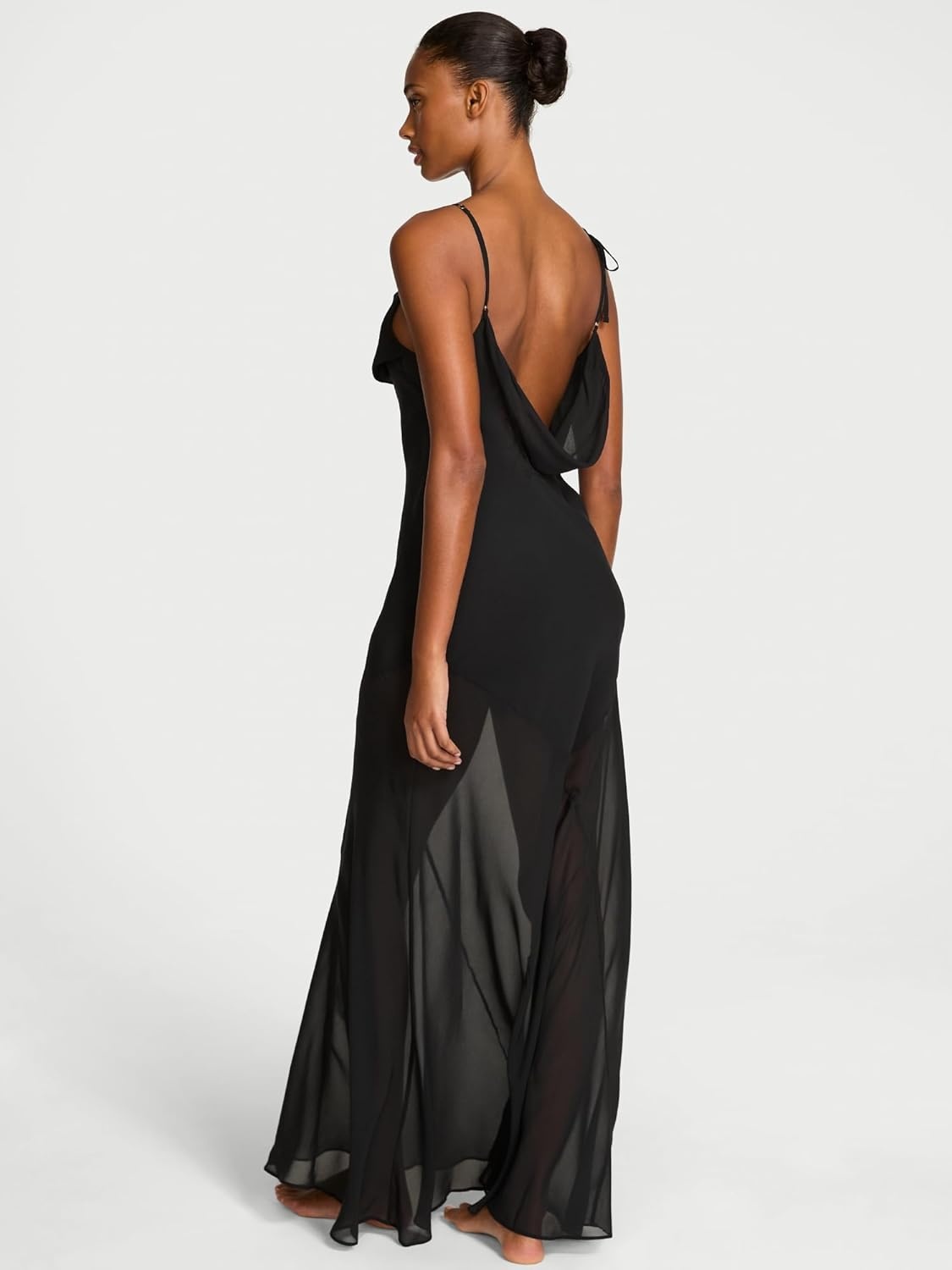 image:imageVictorias Secret Chiffon amp Lace Draped Slip GownBlack