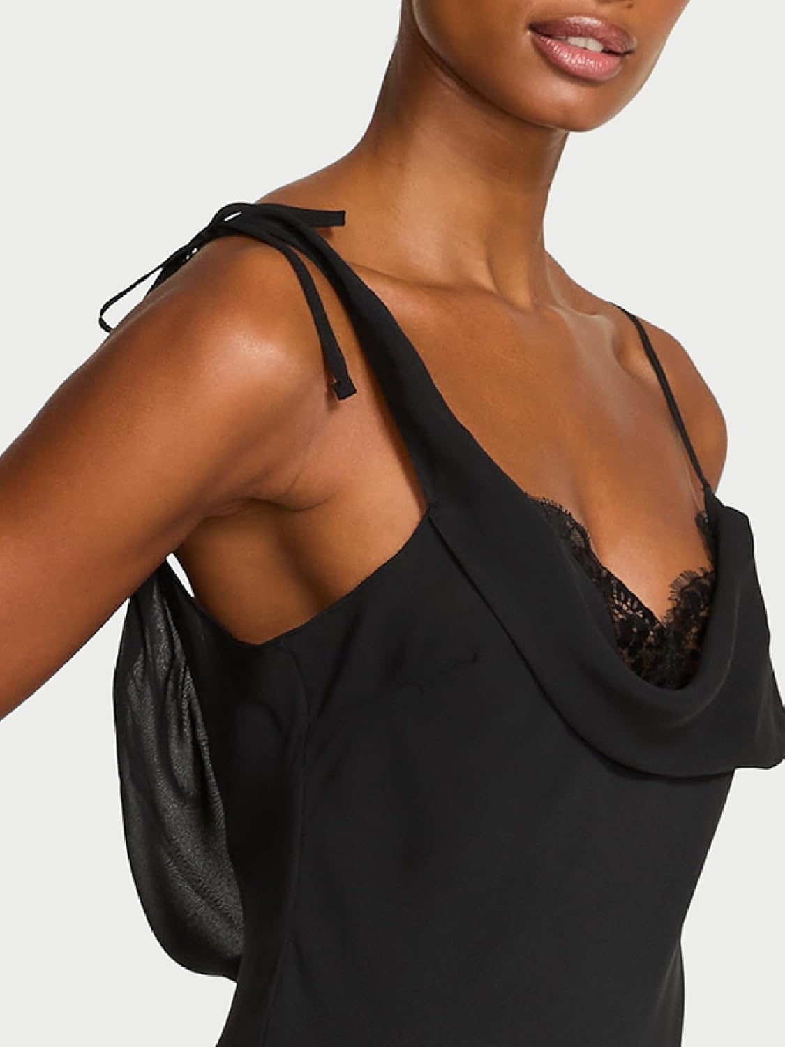 image:imageVictorias Secret Chiffon amp Lace Draped Slip GownBlack