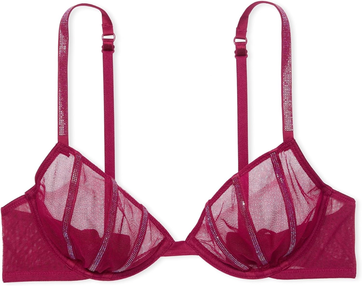 image:imageVictorias Secret Fashion Show 24 Womens Sheer Shine LowCut Demi Bra 32B38DCampari 2324360
