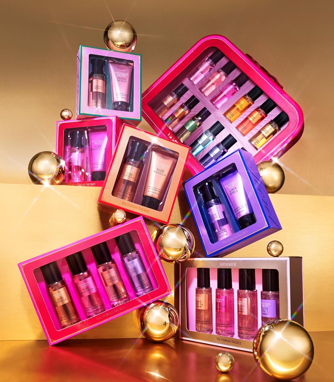 image:imageVictorias Secret Fragrance Mist Collection 4 Piece Shimmer Mini Gift Set Assorted ScentsAssorted Shimmer