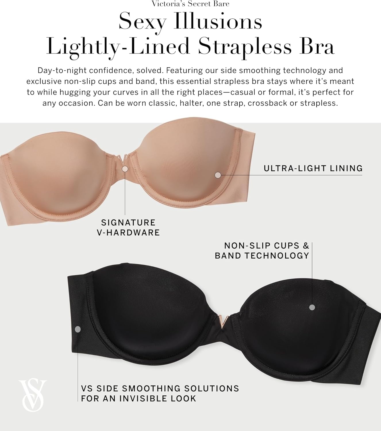 image:imageVictorias Secret Illusions Lightly Lined Smooth Strapless BraBlack