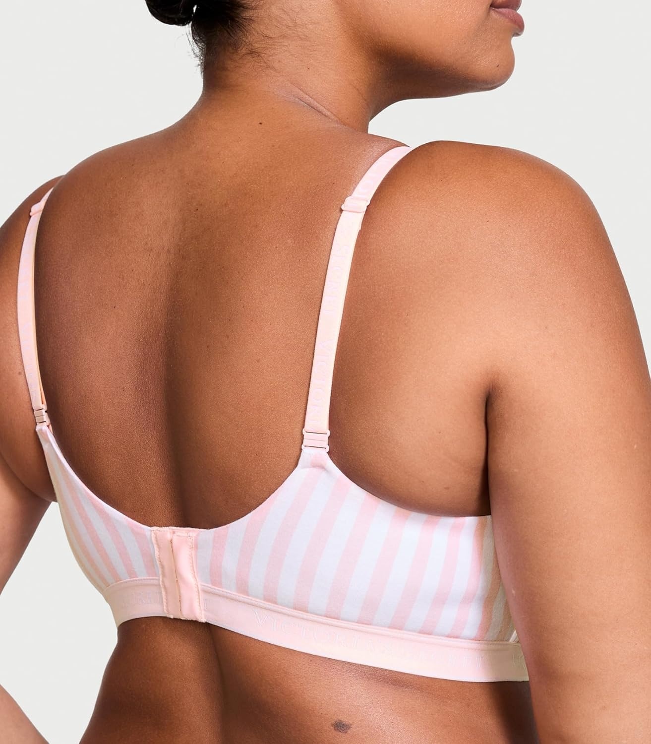 image:imageVictorias Secret Lightly Lined Wireless T Shirt Bra Smoothing Adjustable Straps Bras for Women Pink Stripes 34B