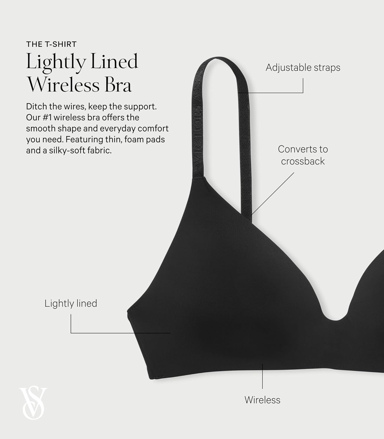 image:imageVictorias Secret Lightly Lined Wireless T Shirt Bra Smoothing Adjustable Straps Bras for Women Pink Stripes 34B