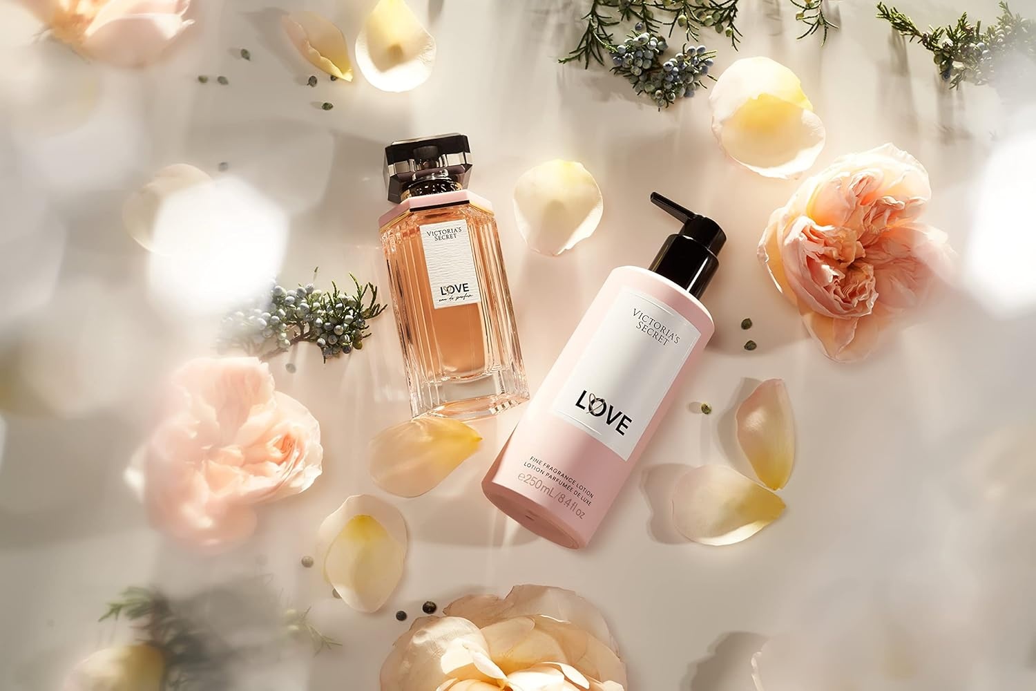 image:imageVictorias Secret Love Fragrance Lotion Notes of Fresh Juniper Apricot Blush amp Boyfriend Tee 84 ozLove