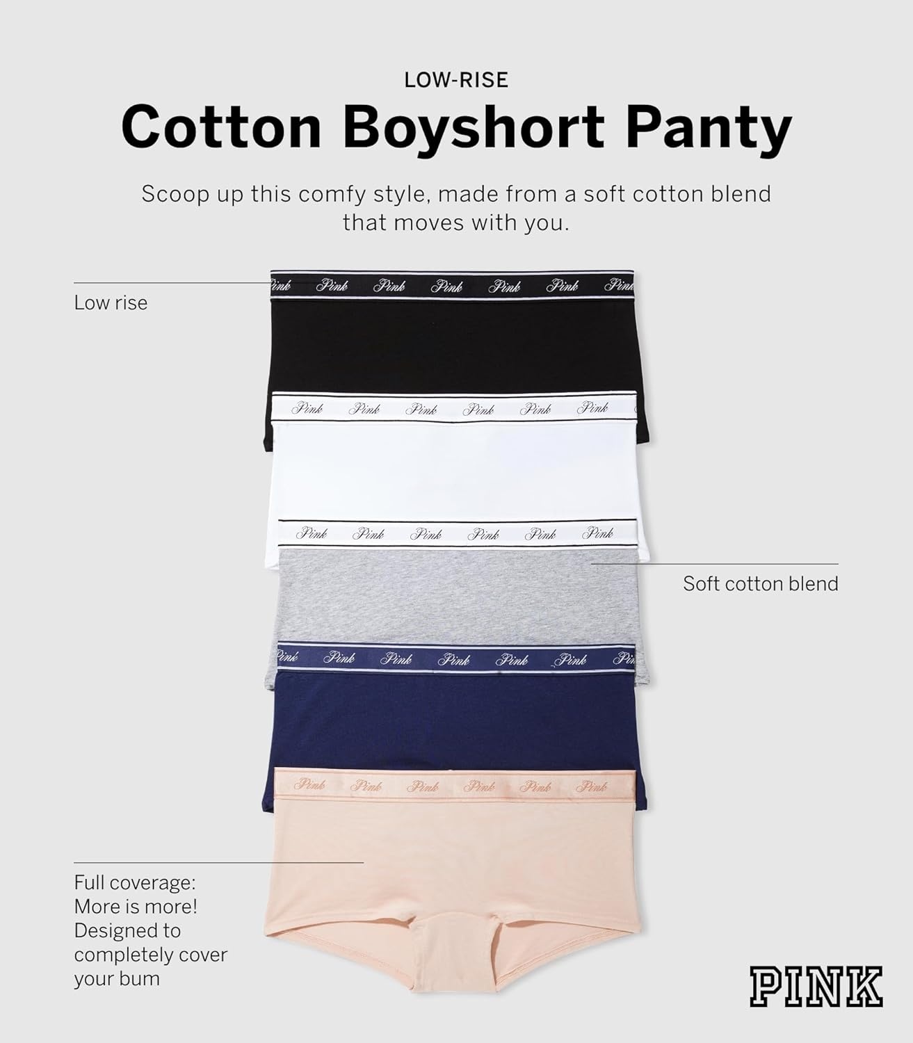 image:imageVictorias Secret PINK Cotton Boyshort Panty Pack Womens Underwear XSXXLSpring Basic Pack