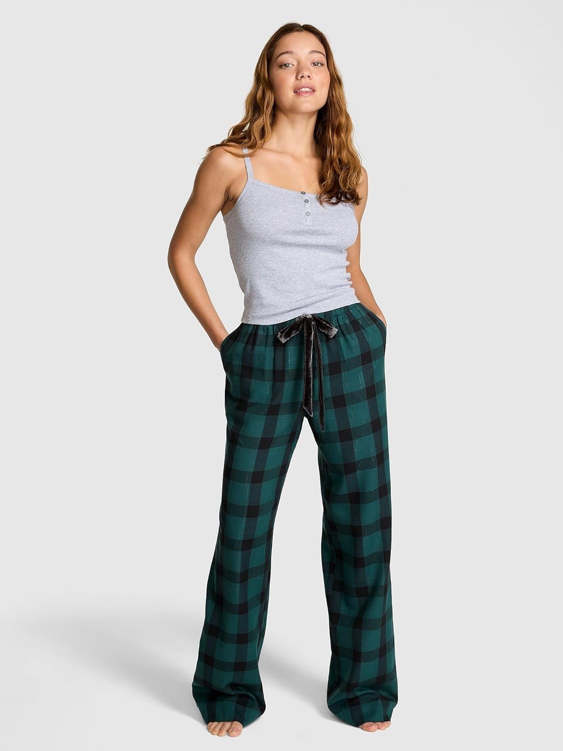 image:imageVictorias Secret PINK Flannel Pajama Pants Sleepwear for WomenGreen Plaid