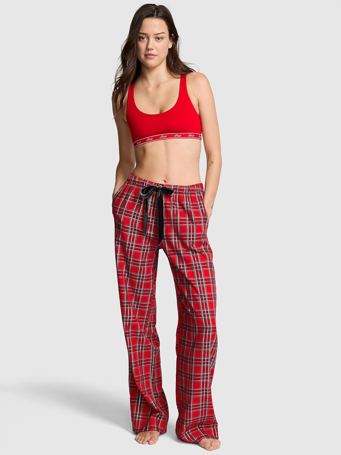 image:imageVictorias Secret PINK Flannel Pajama Pants Sleepwear for WomenRed Plaid