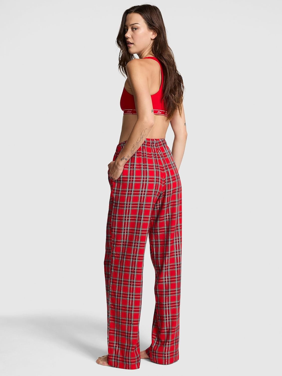 image:imageVictorias Secret PINK Flannel Pajama Pants Sleepwear for WomenRed Plaid