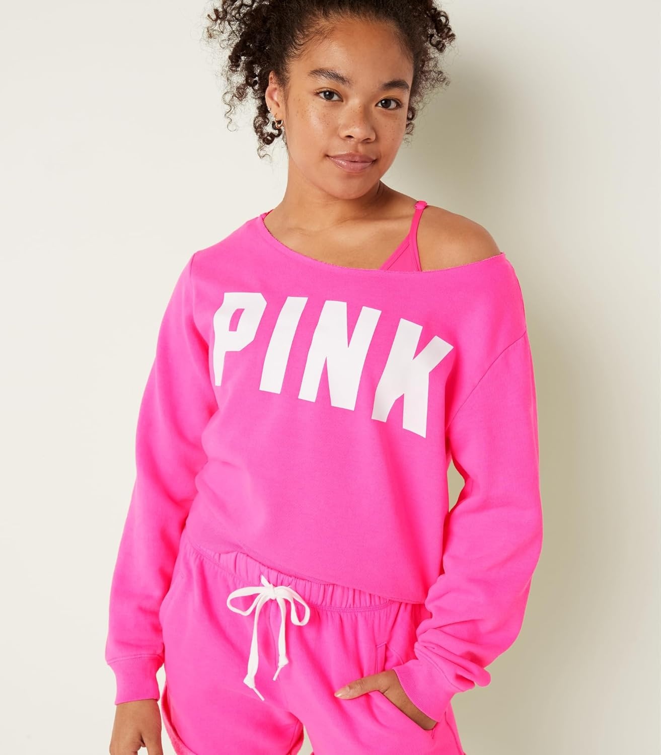 image:imageVictorias Secret PINK Fleece Cropped SweatshirtAtomic Pink Sans Logo