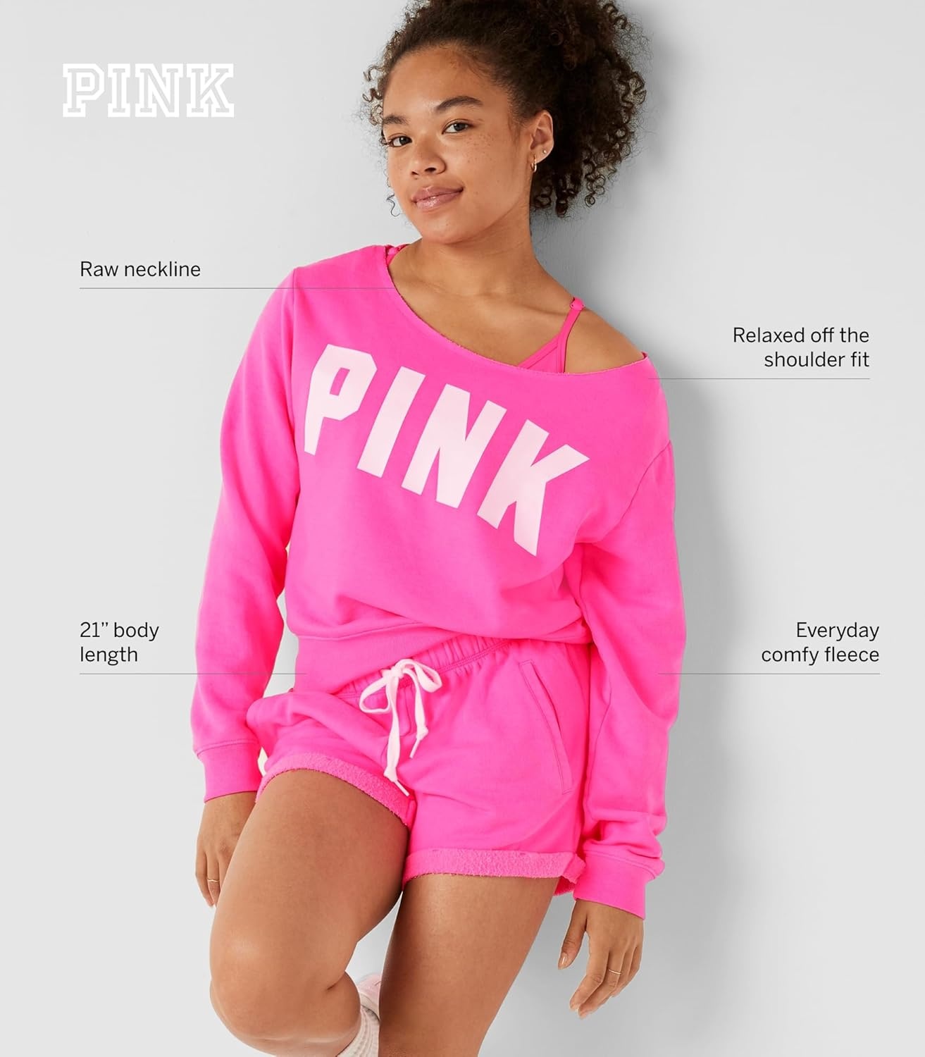 image:imageVictorias Secret PINK Fleece Cropped SweatshirtAtomic Pink Sans Logo