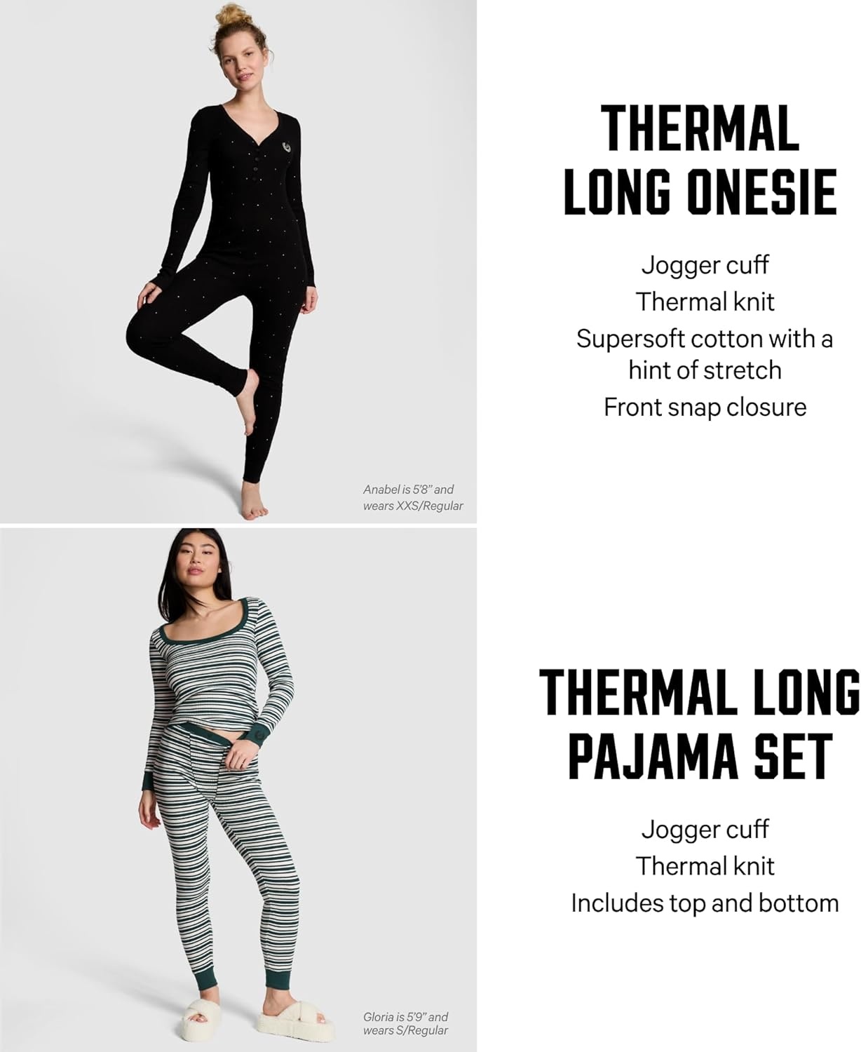 image:imageVictorias Secret PINK Thermal Onesie Pajama Set Sleepwear for Women XSXXLBright Vermillion Stripes