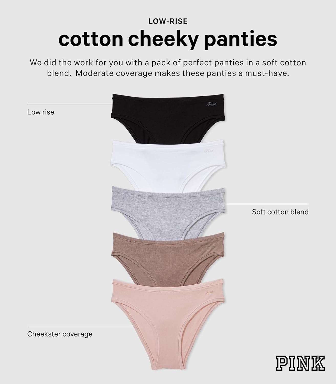 image:imageVictorias Secret PINK Womens Cotton Cheeky Underwear Panties for Women XSXLSeashell Summer Pack