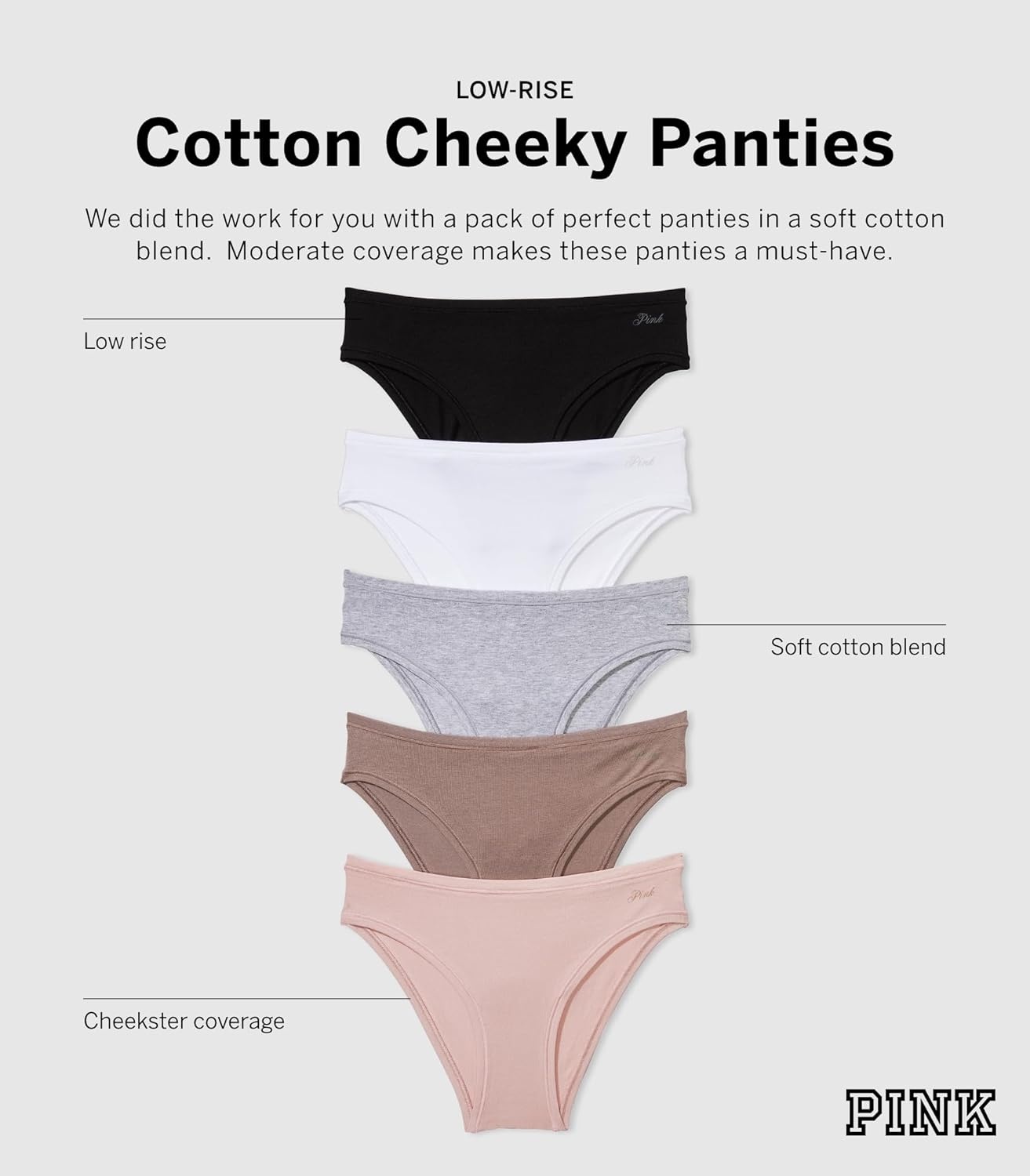image:imageVictorias Secret PINK Womens Cotton Cheeky Underwear Panties for Women XSXLSpring Basic