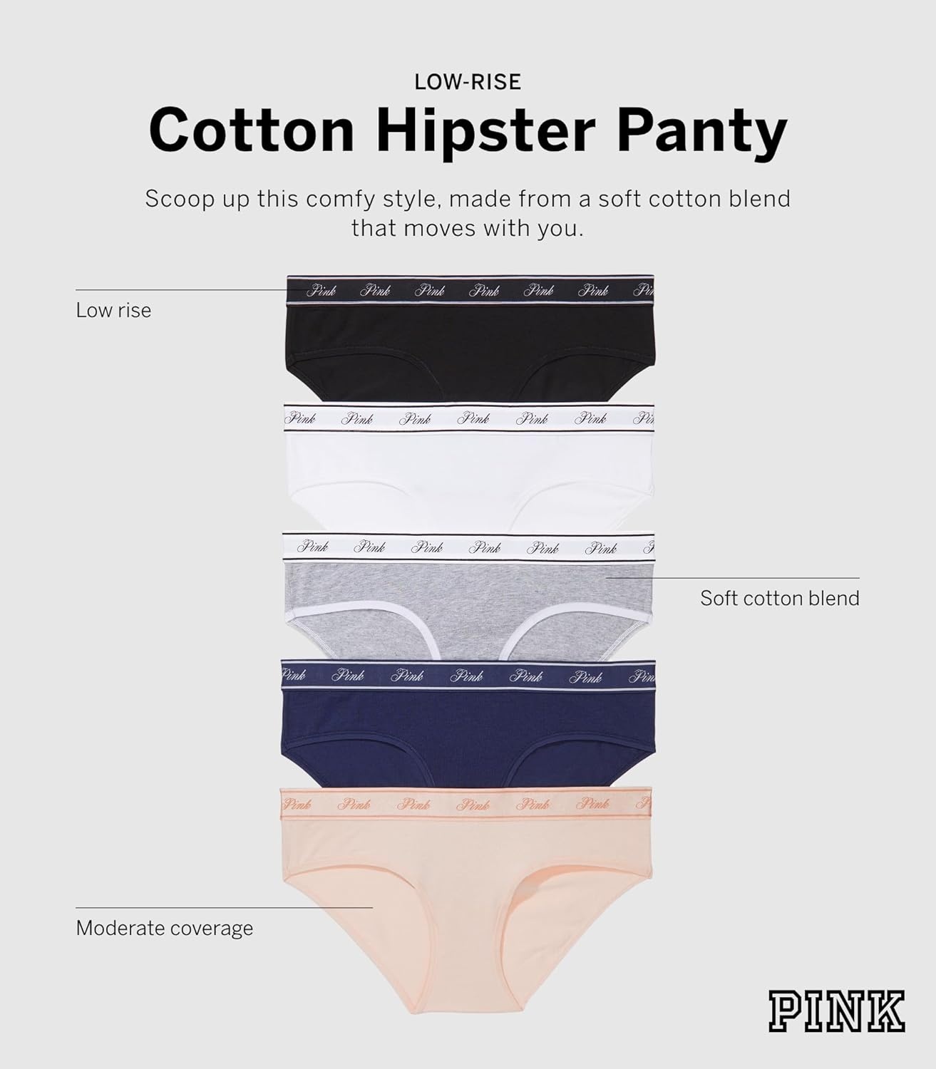 image:imageVictorias Secret PINK Womens Cotton Logo Hipter Underwear Panties for Women XSXLHeritage Pack