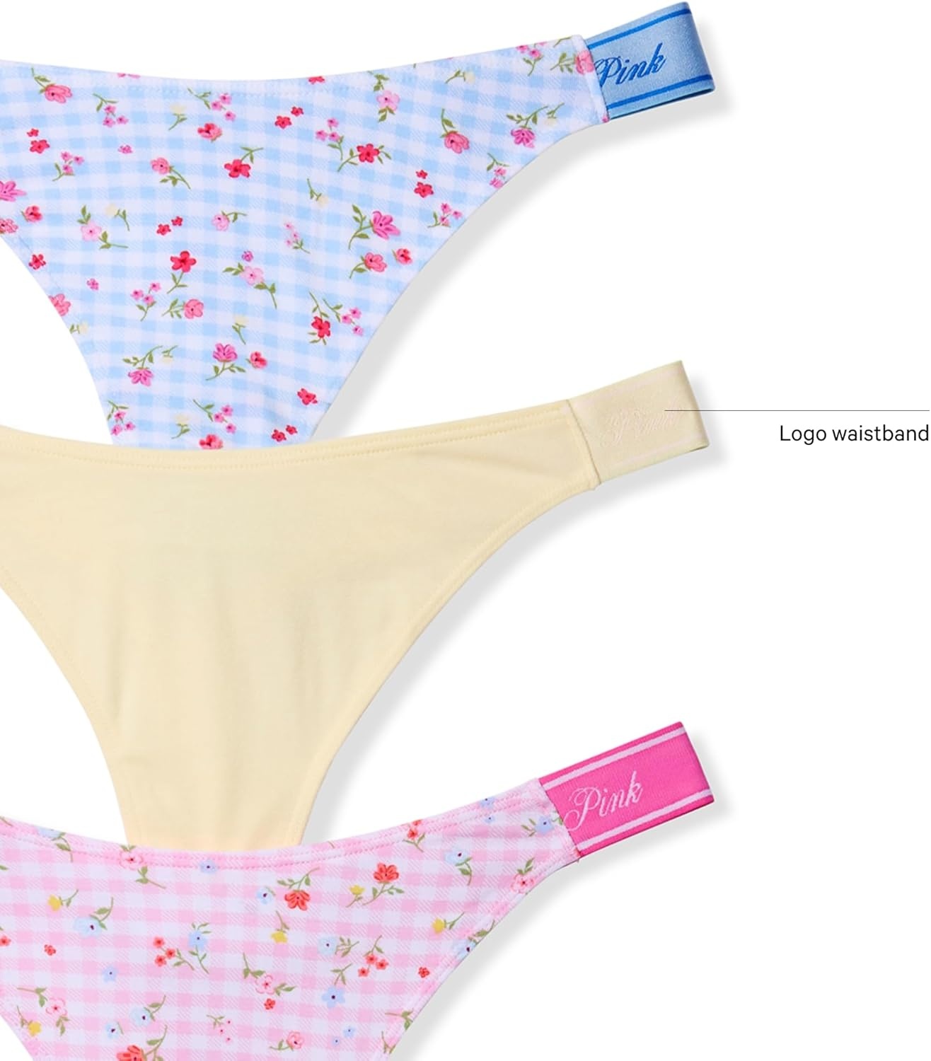 image:imageVictorias Secret PINK Womens Cotton Logo Thong Underwear Panties for Women XSXLFloral Gingham Pack