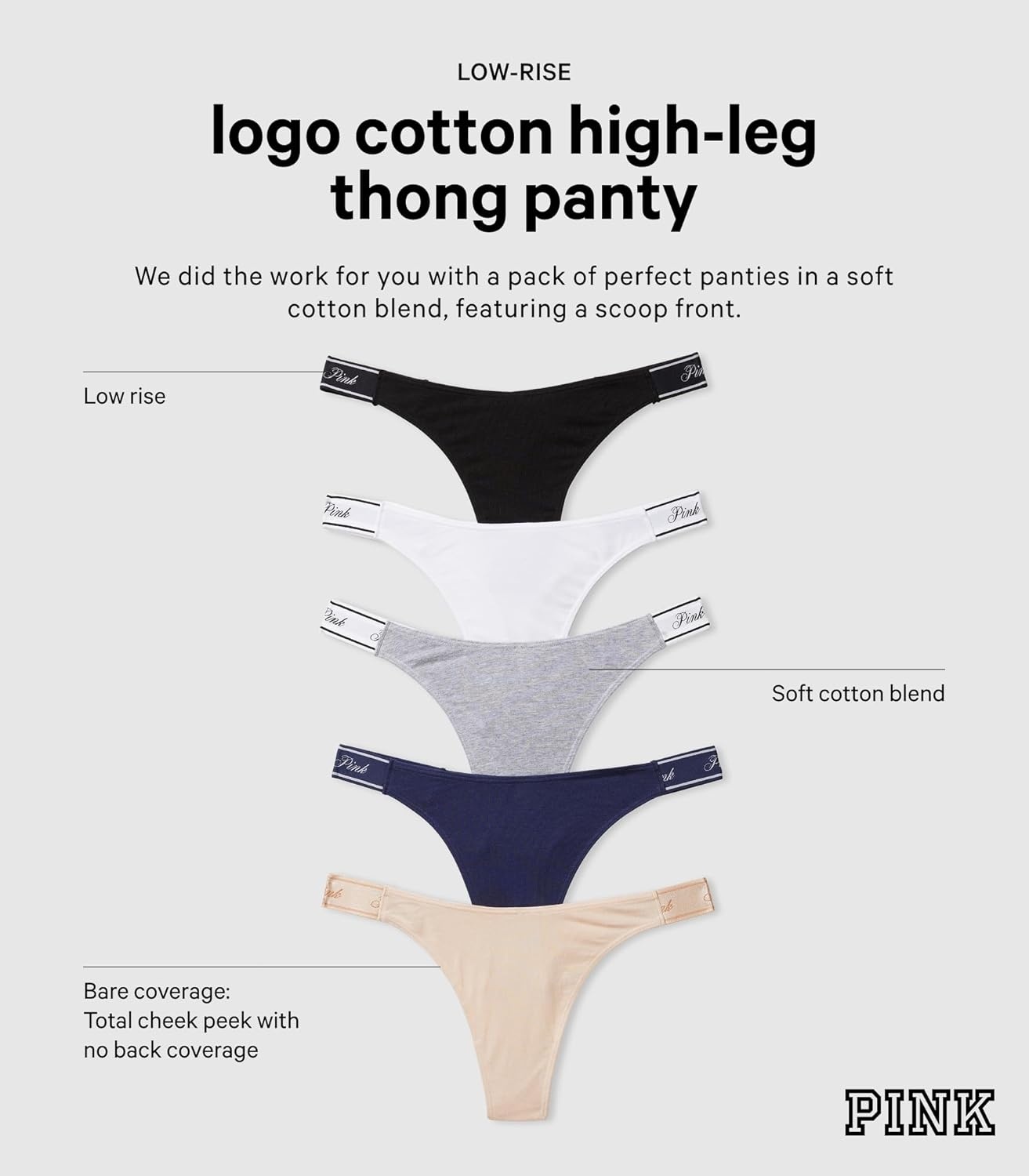 image:imageVictorias Secret PINK Womens Cotton Logo Thong Underwear Panties for Women XSXLFloral Gingham Pack