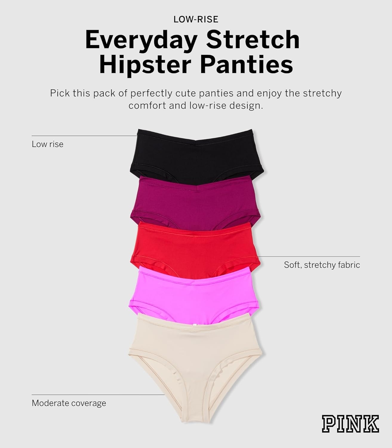 image:imageVictorias Secret PINK Womens Cotton Stretch Hipster Underwear Moderate Coverage Panties for Women Multi Pack XSXXLMarble