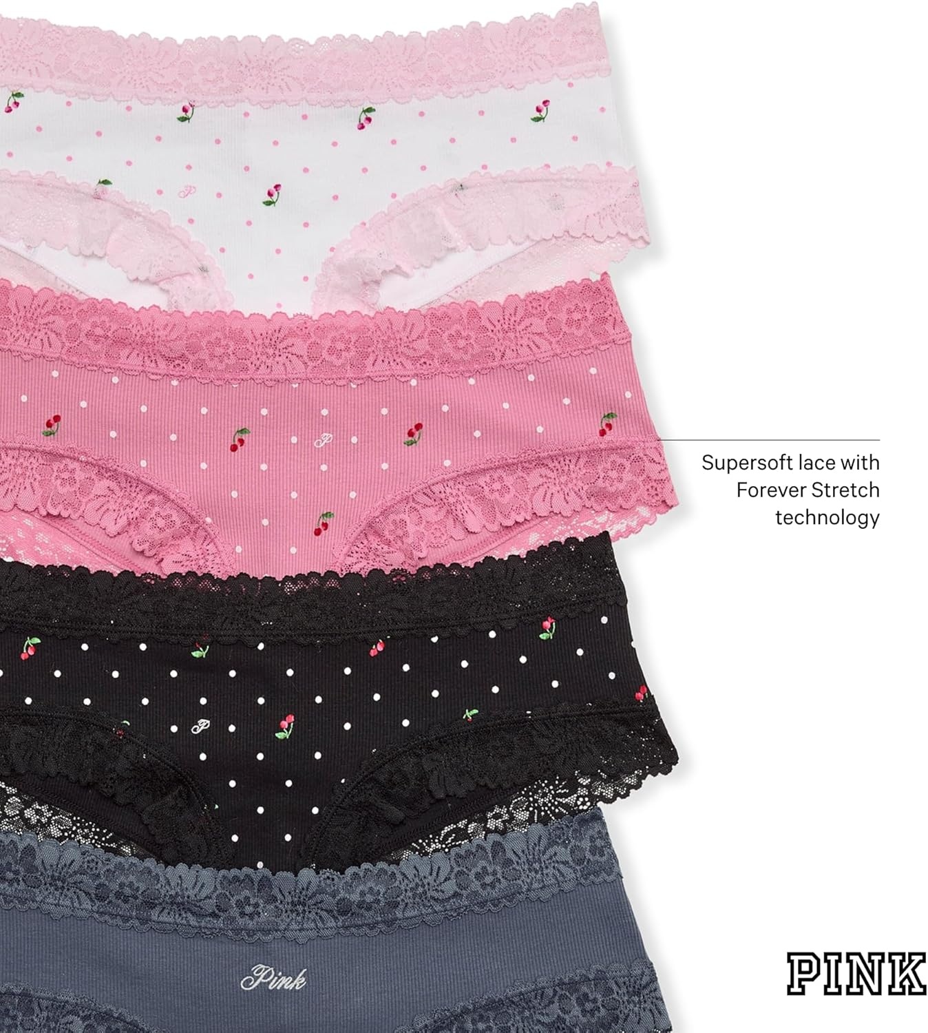 image:imageVictorias Secret PINK Womens Lace Cheeky Underwear Panties for Women XSXLCherry Heritage Pack