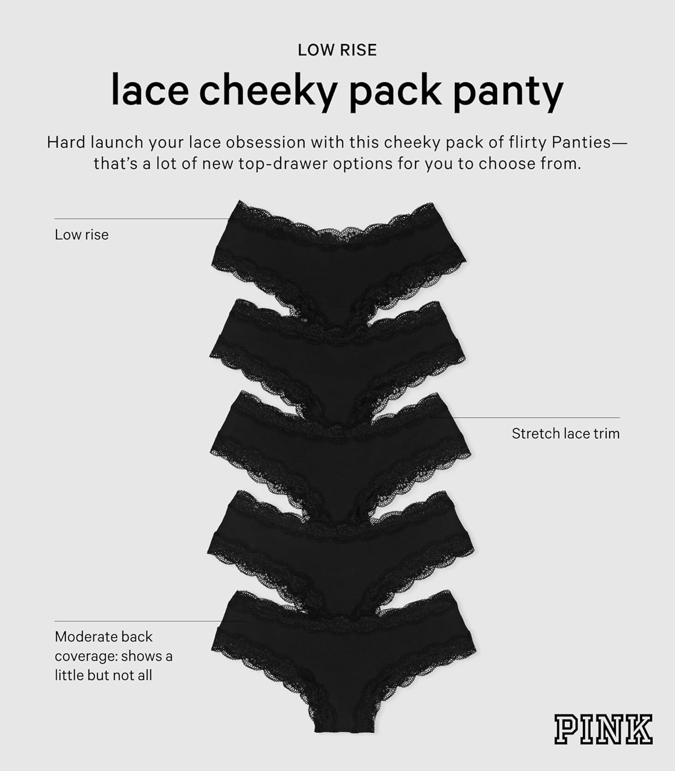 image:imageVictorias Secret PINK Womens Lace Cheeky Underwear Panties for Women XSXLCherry Heritage Pack