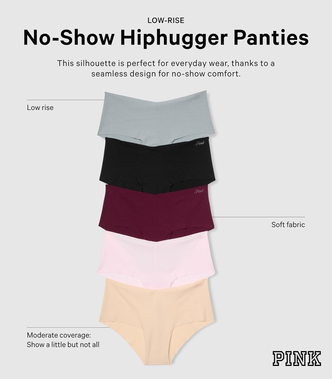 image:imageVictorias Secret PINK Womens No Show Hipster Underwear Panties for Women XS XLBasic Pack