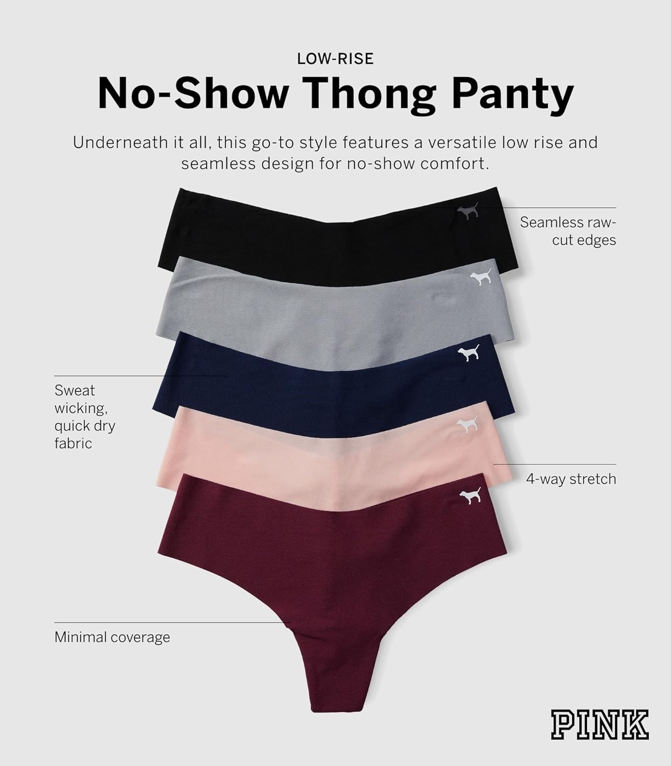 image:imageVictorias Secret PINK Womens No Show Thong Underwear Panties for Women Neutral M
