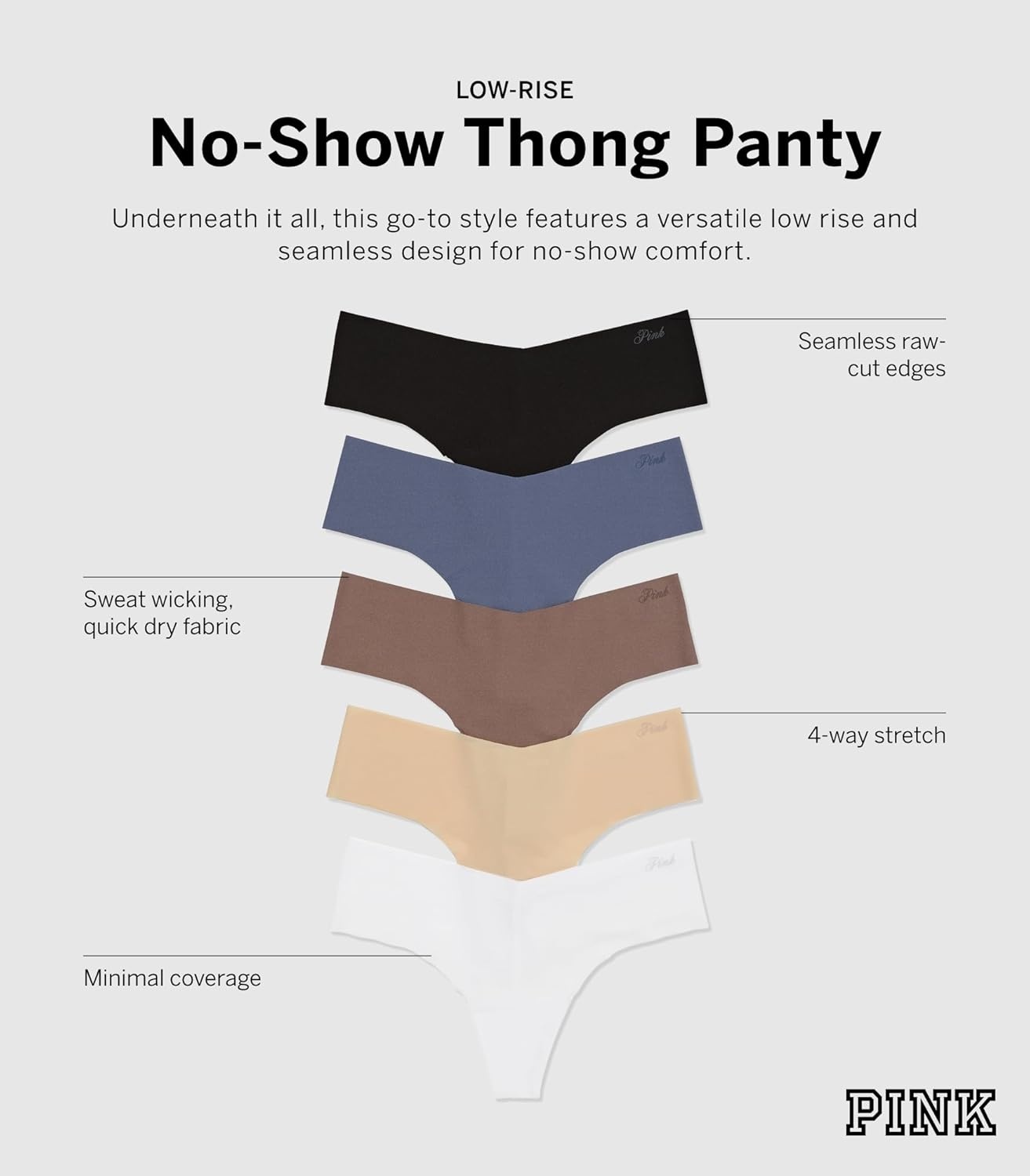 image:imageVictorias Secret PINK Womens No Show Thong Underwear Panties for Women XSXLHeritage Pink Plaid Pack