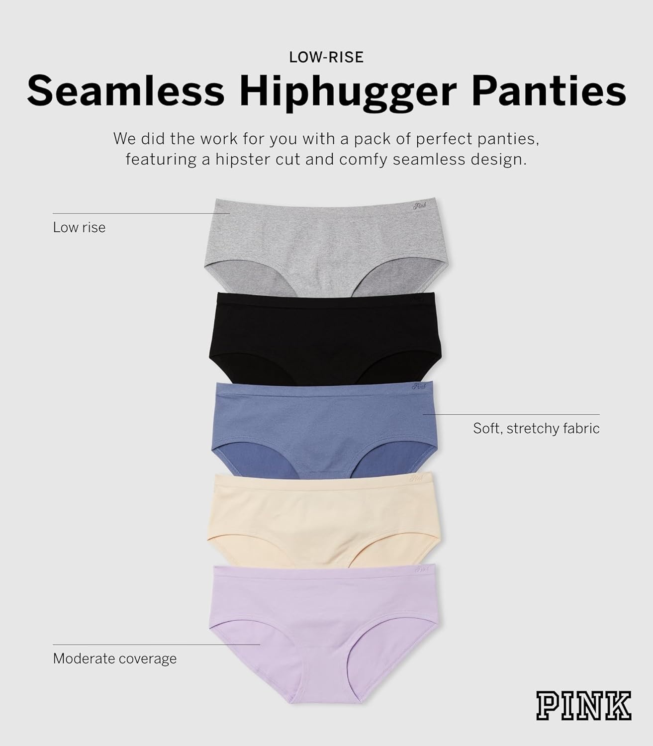 image:imageVictorias Secret PINK Womens Seamless Hipster Underwear Moderate Coverage Panties for Women Multi Pack XSXXLPink Basic Pack