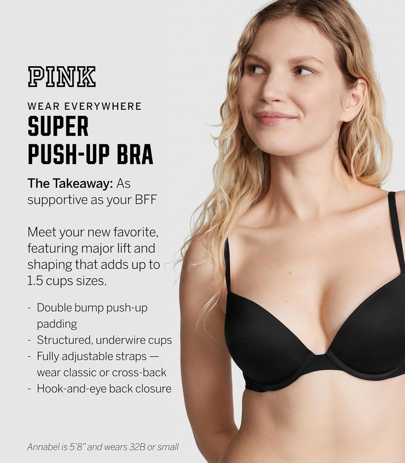 image:imageVictorias Secret Pink Wear Everywhere Super Push Up BraGanache