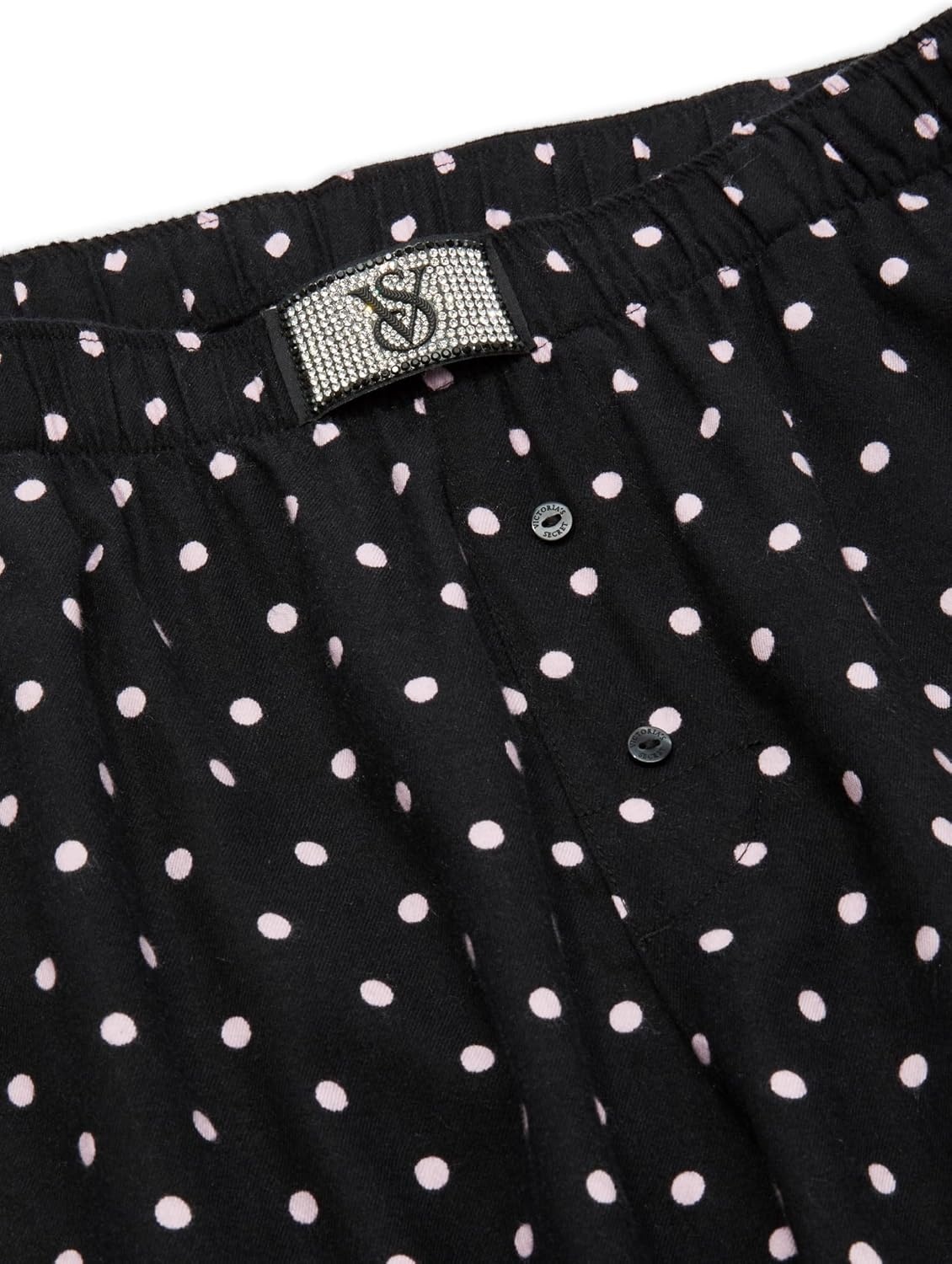 image:imageVictorias Secret Tee Pajama Set Short Sleeve Cotton T Shirt and Flannel Pants Sleepwear for Women XSXXLBlack Dot