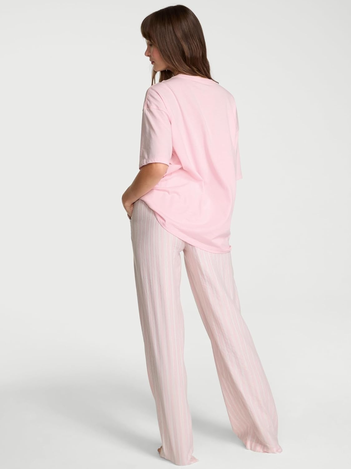 image:imageVictorias Secret Tee Pajama Set Short Sleeve Cotton T Shirt and Flannel Pants Sleepwear for Women XSXXLPretty Blossom
