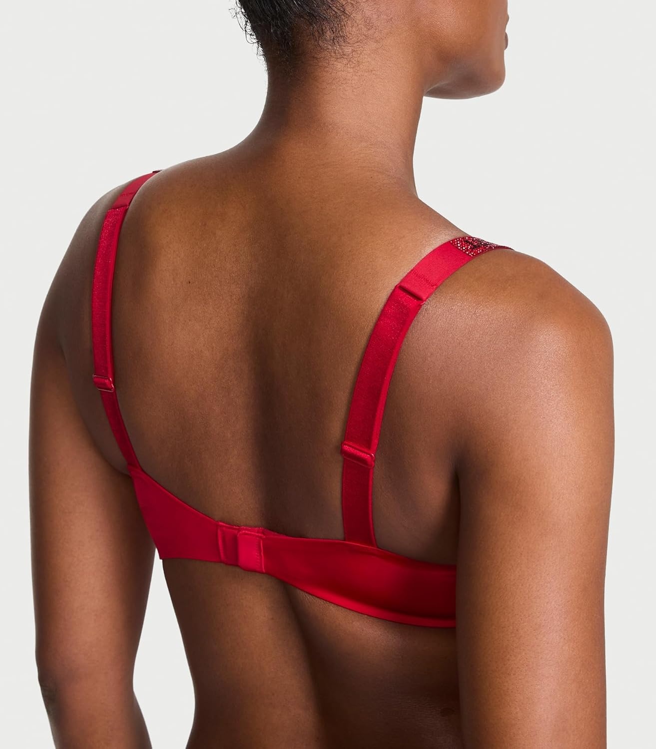 image:imageVictorias Secret Very Sexy Logo Shine Strap PushUp Bra Adds One Cup Size Padded Plunge Neckline Bras for Women Lipstick Red Shine 38DD