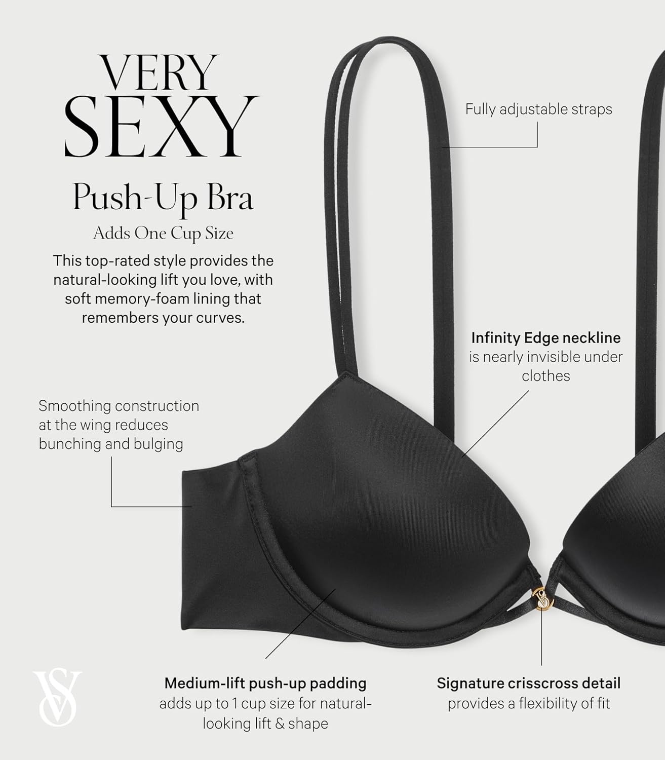 image:imageVictorias Secret Very Sexy Push Up Bra Adds 1 Cup Bras for Women 32A38DDDWhite New Look