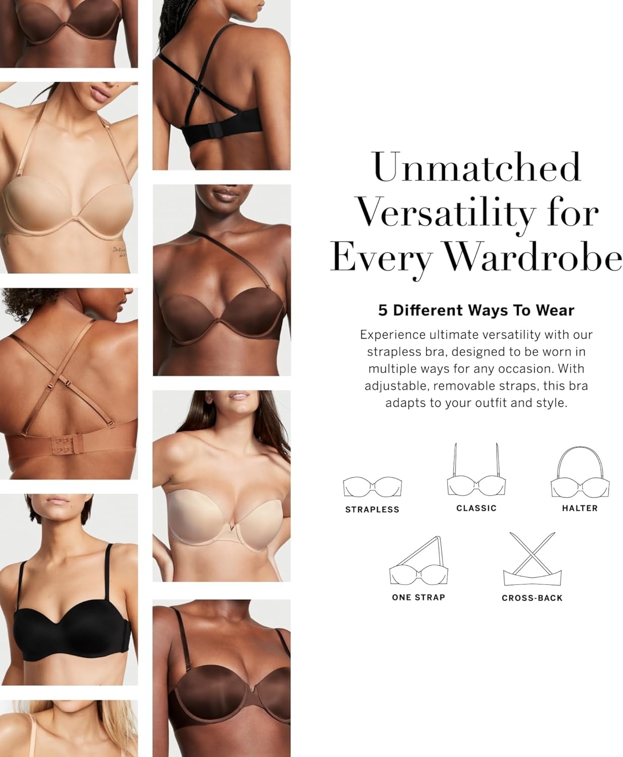 image:imageVictorias Secret Womens Bare Push Up Strapless Bra Bras for Women 32A38DDDMousse