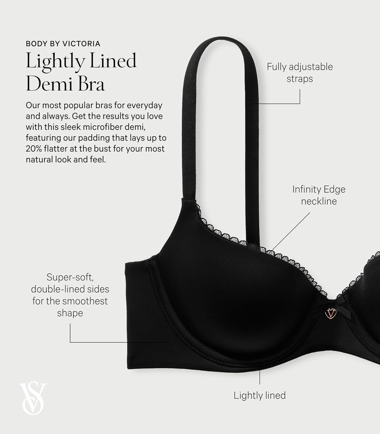 image:imageVictorias Secret Womens Body By Victoria Lightly Lined TShirt Bra Bras for Women 32A38DDDGanache