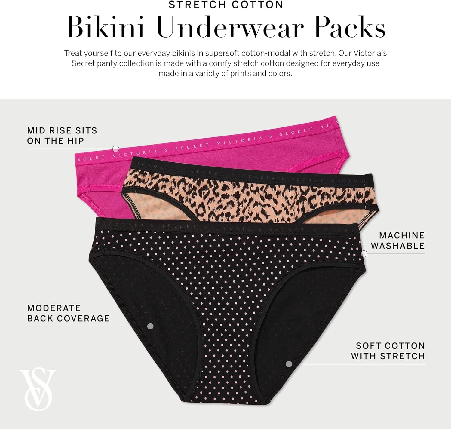 image:imageVictorias Secret Womens Cotton Bikini Underwear Moderate Coverage Panties for Women Multi Pack XSXXLWeekly Mix