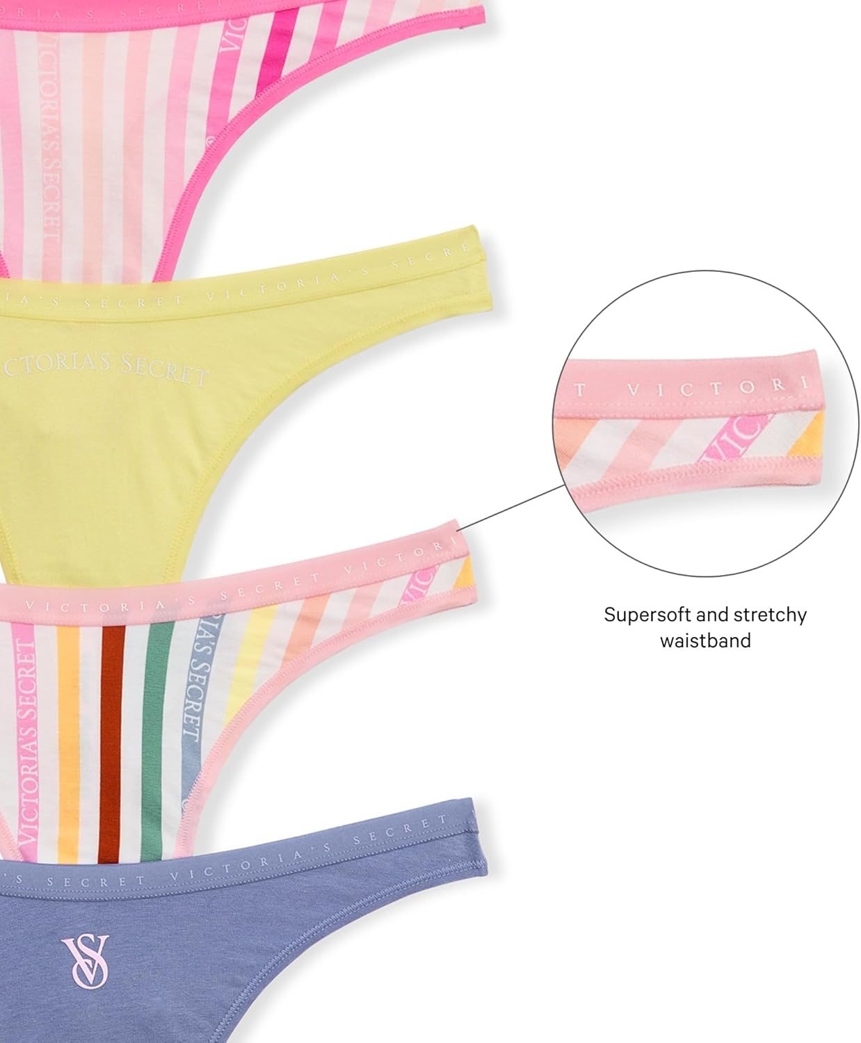 image:imageVictorias Secret Womens Cotton Thong Underwear Panties for Women Multi Pack XSXXLStripes Solids