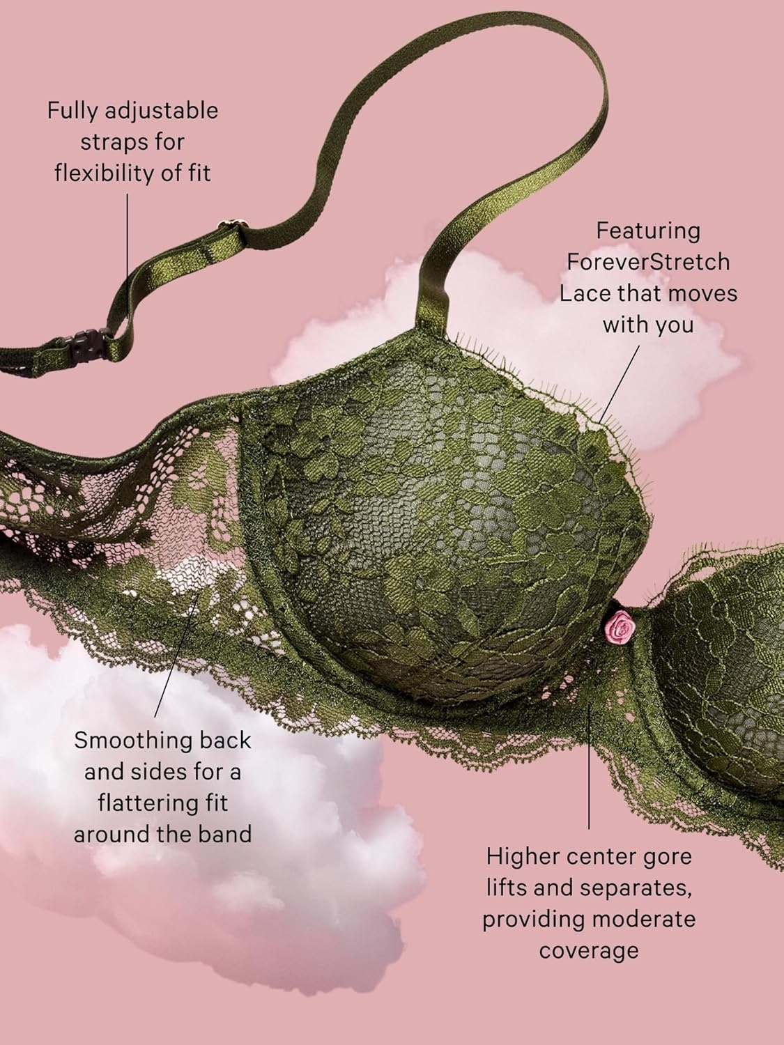 image:imageVictorias Secret Womens Dream Angels Lightly Lined Bra Bras for Women 32A38DDDBlack Lace New Look